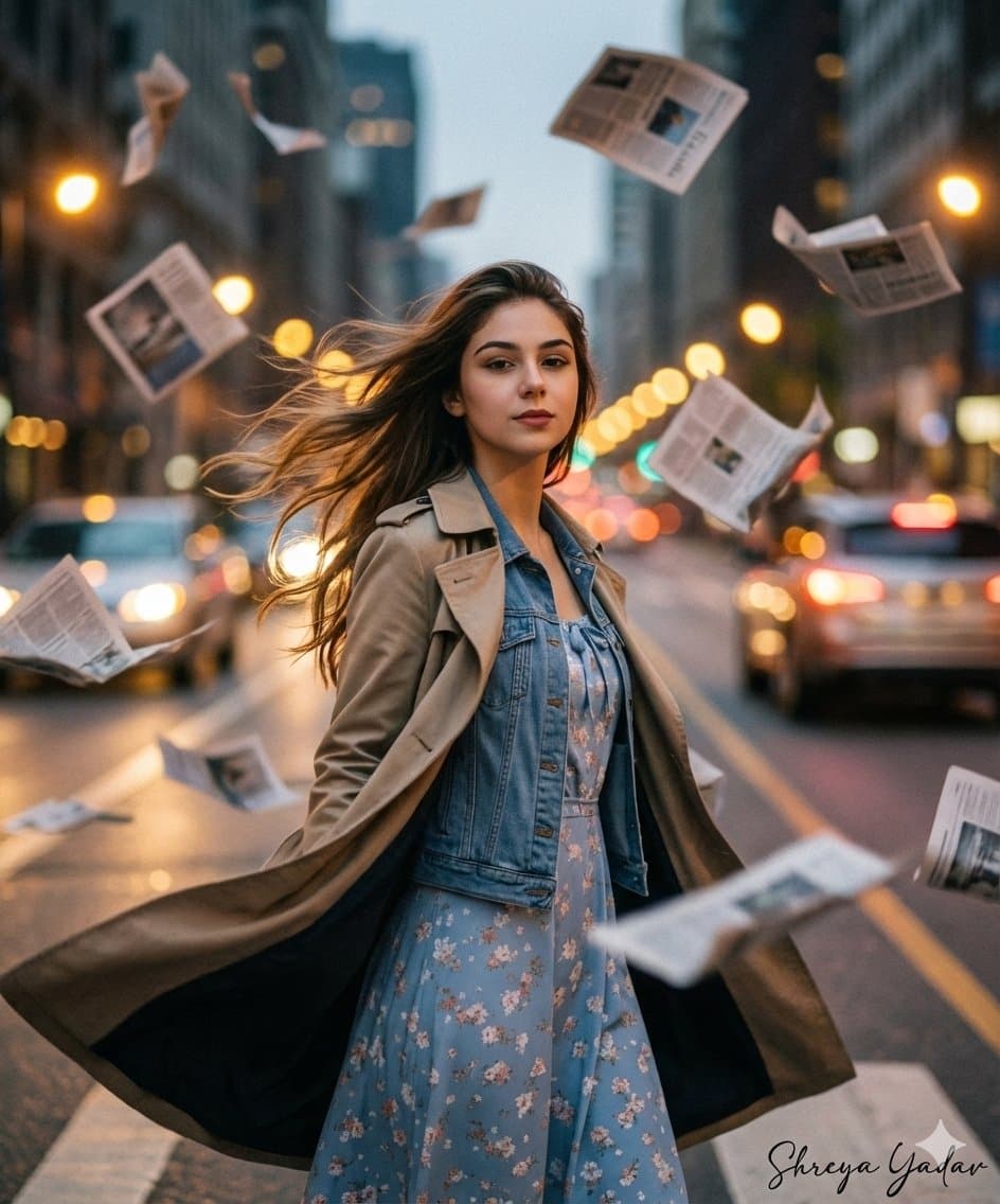 High-fashion cinematic editorial portrait, medium shot.
