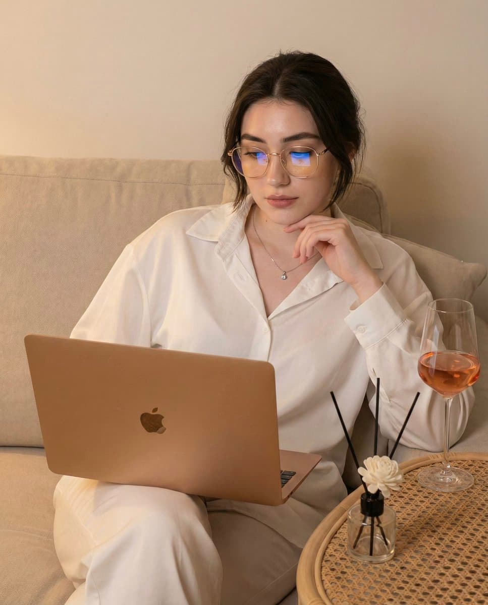 Thoughtful Laptop Pose
