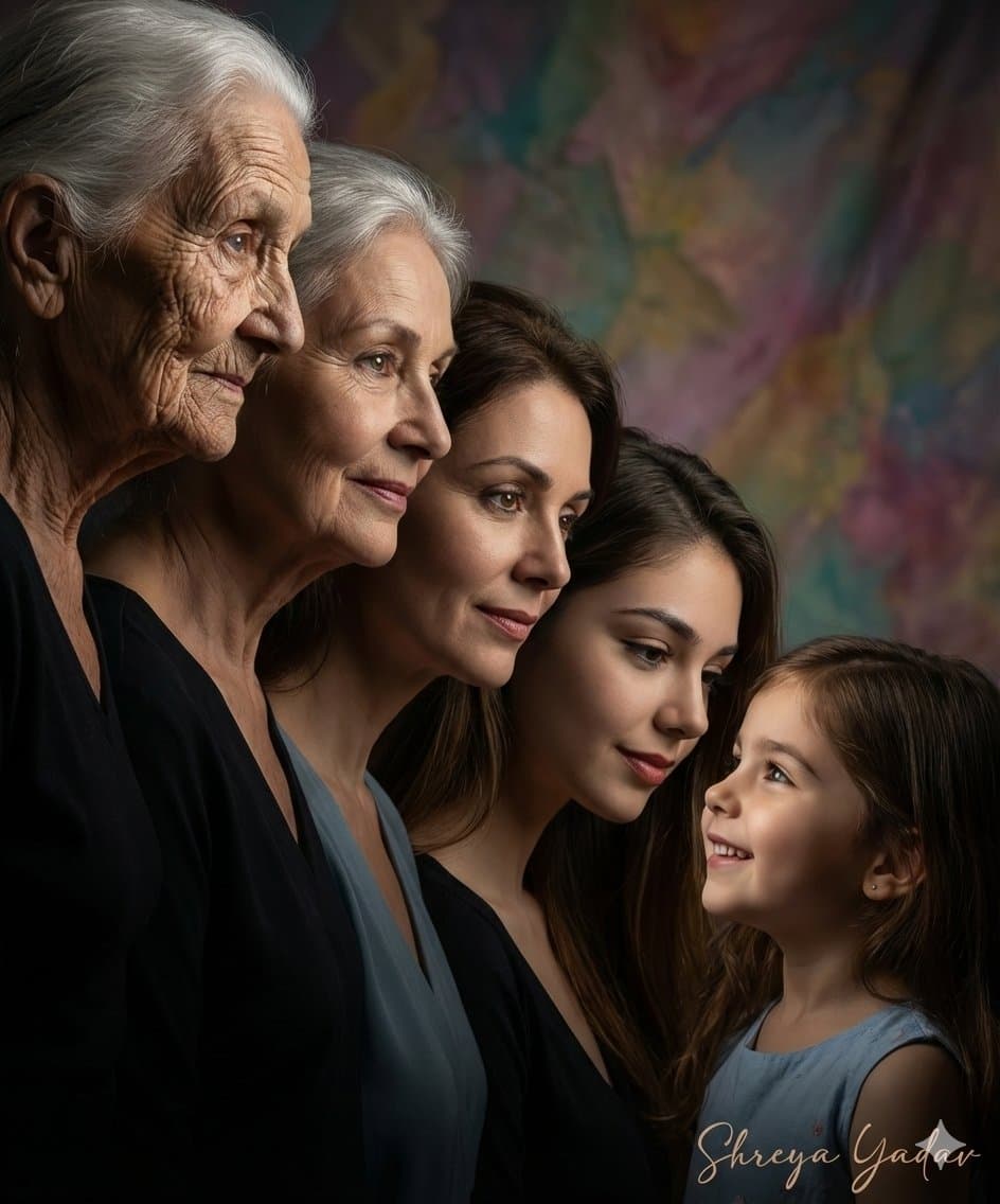 Create a studio-art-style photograph of a young woman from attached image as ...