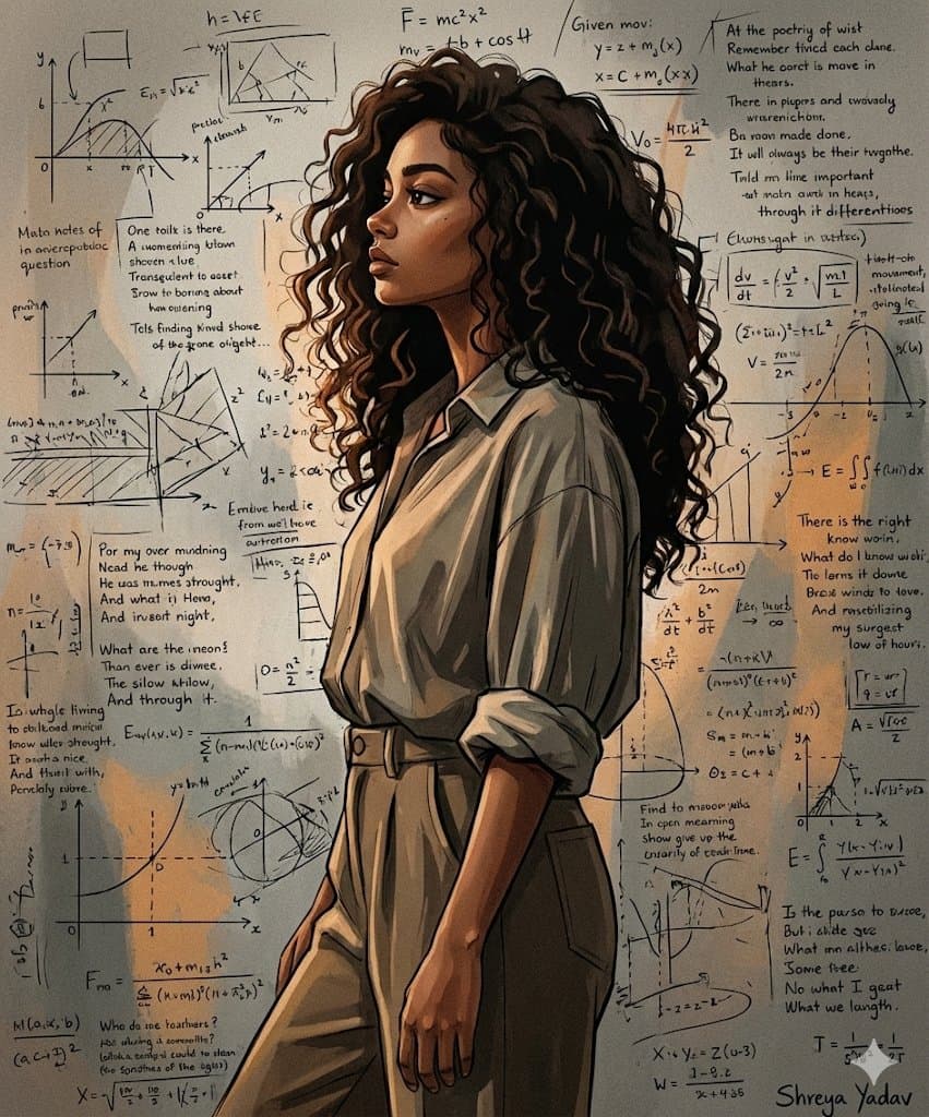 Stylized Woman Portrait Against Scribbled Wall