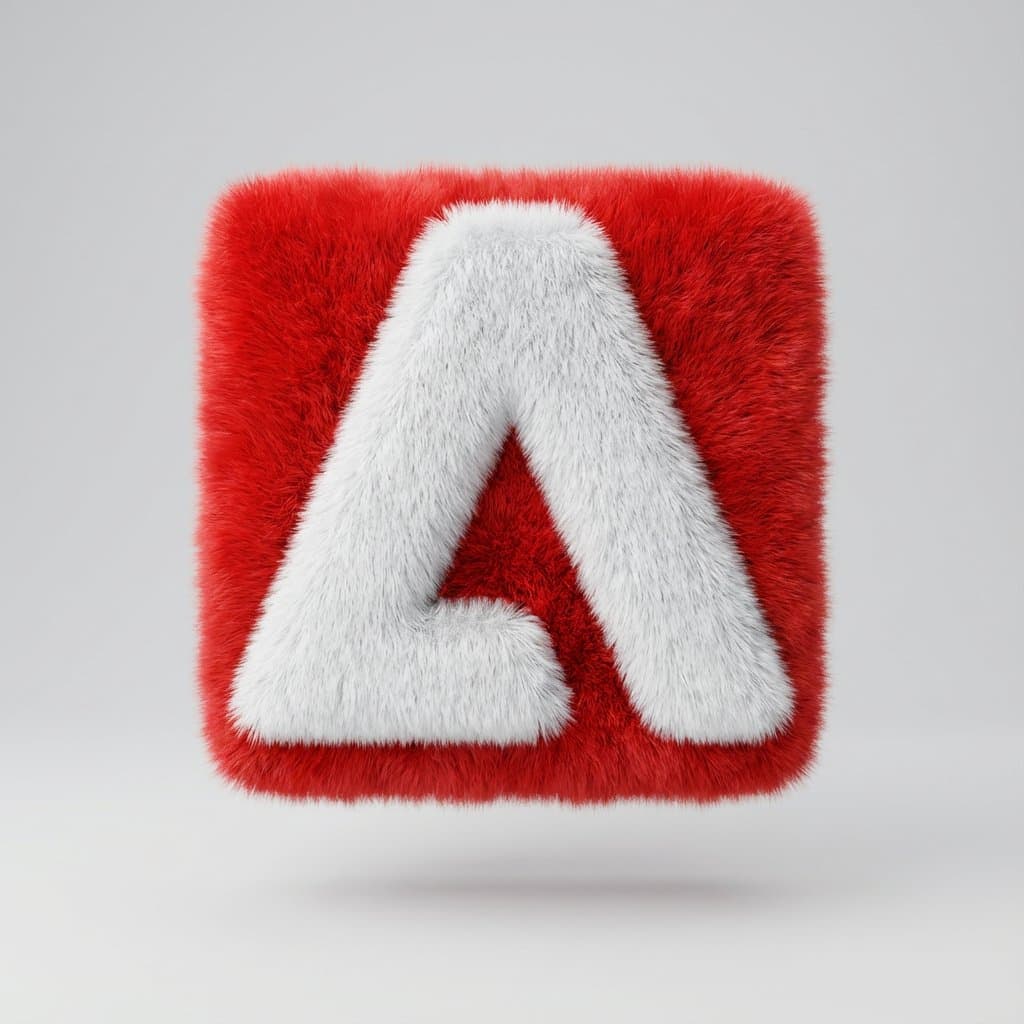 Transform a simple flat vector logo into a soft, 3D fluffy object. Use the ex...