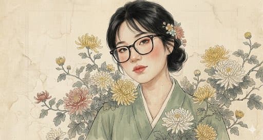 这是一张用户照片与花卉的合体照,用户人脸参考附件